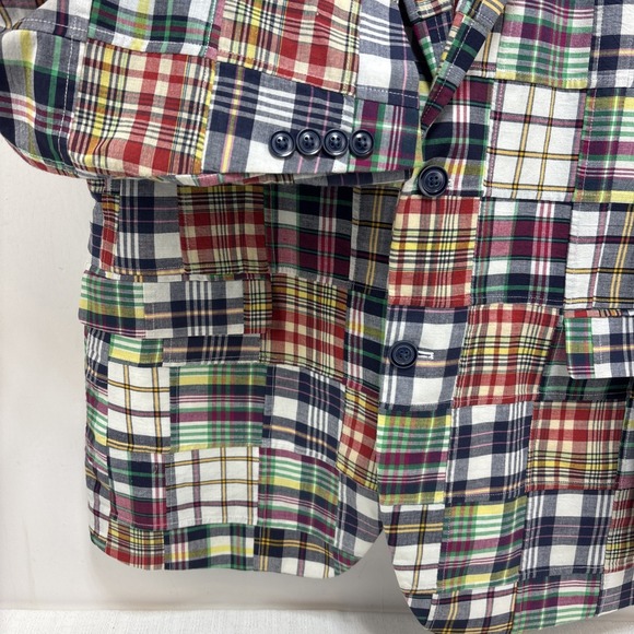 Nautica Mens Madras Patchwork  Brielle Blazer Jacket Size 44L Cotton Preppy - Picture 5 of 13
